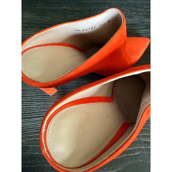 Stuart Weitzman Camilla Orange Luxe Suede High Heeled Sz. 10.5 - Picture 4 of 10